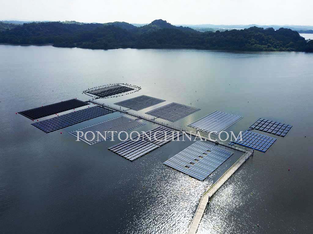 Floating solar pontoon system